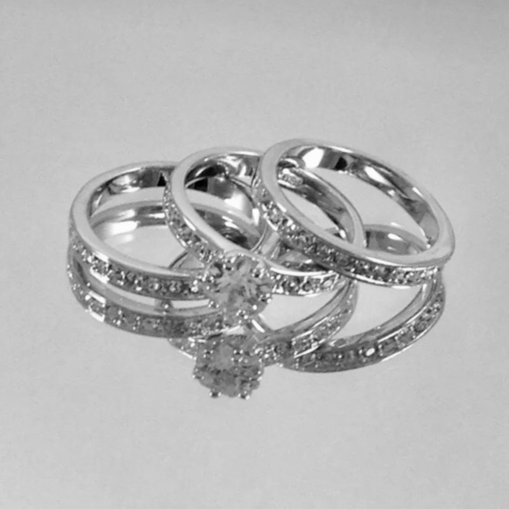 Women’s Gold Plated CZ 3 Ring Set